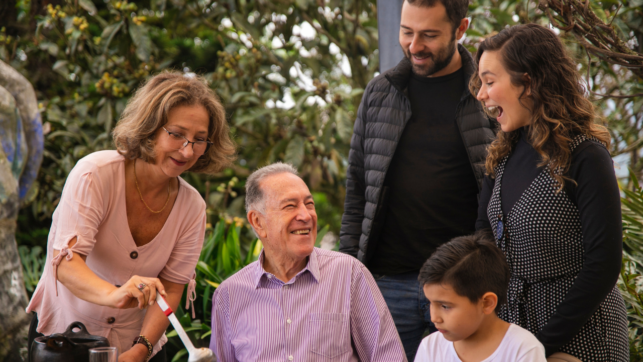 Family together outdoors